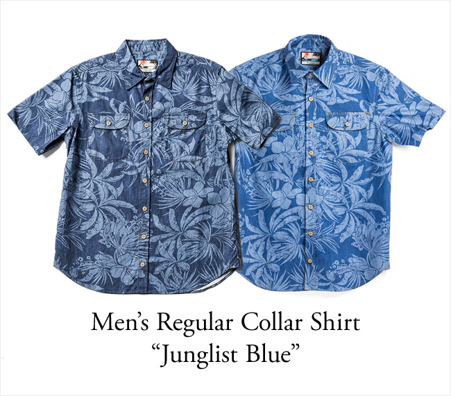 Paikaji アロハシャツ メンズ半袖アロハシャツ レギュラーカラー Junglist Blue