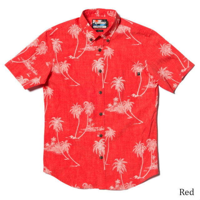 メンズ半袖アロハシャツ/Palm tree Island